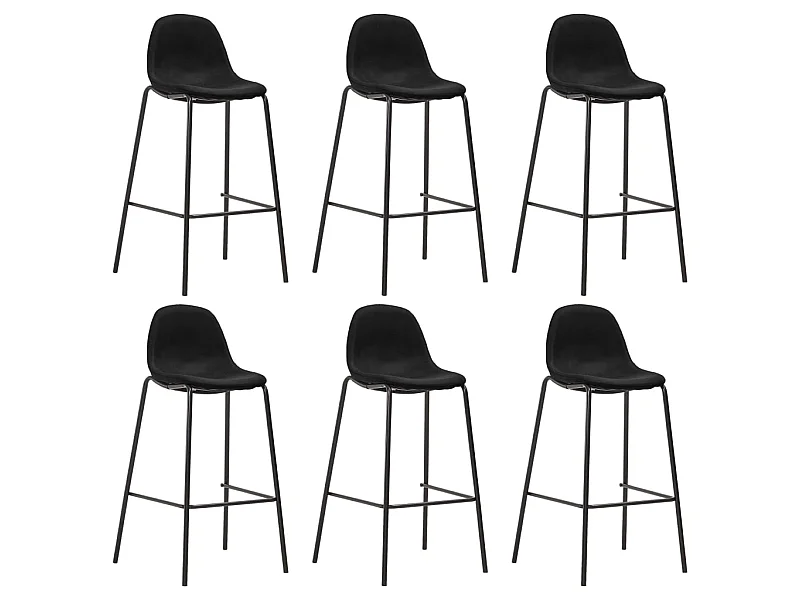 Tabourets de bar lot de 6 noir tissu SEF59034