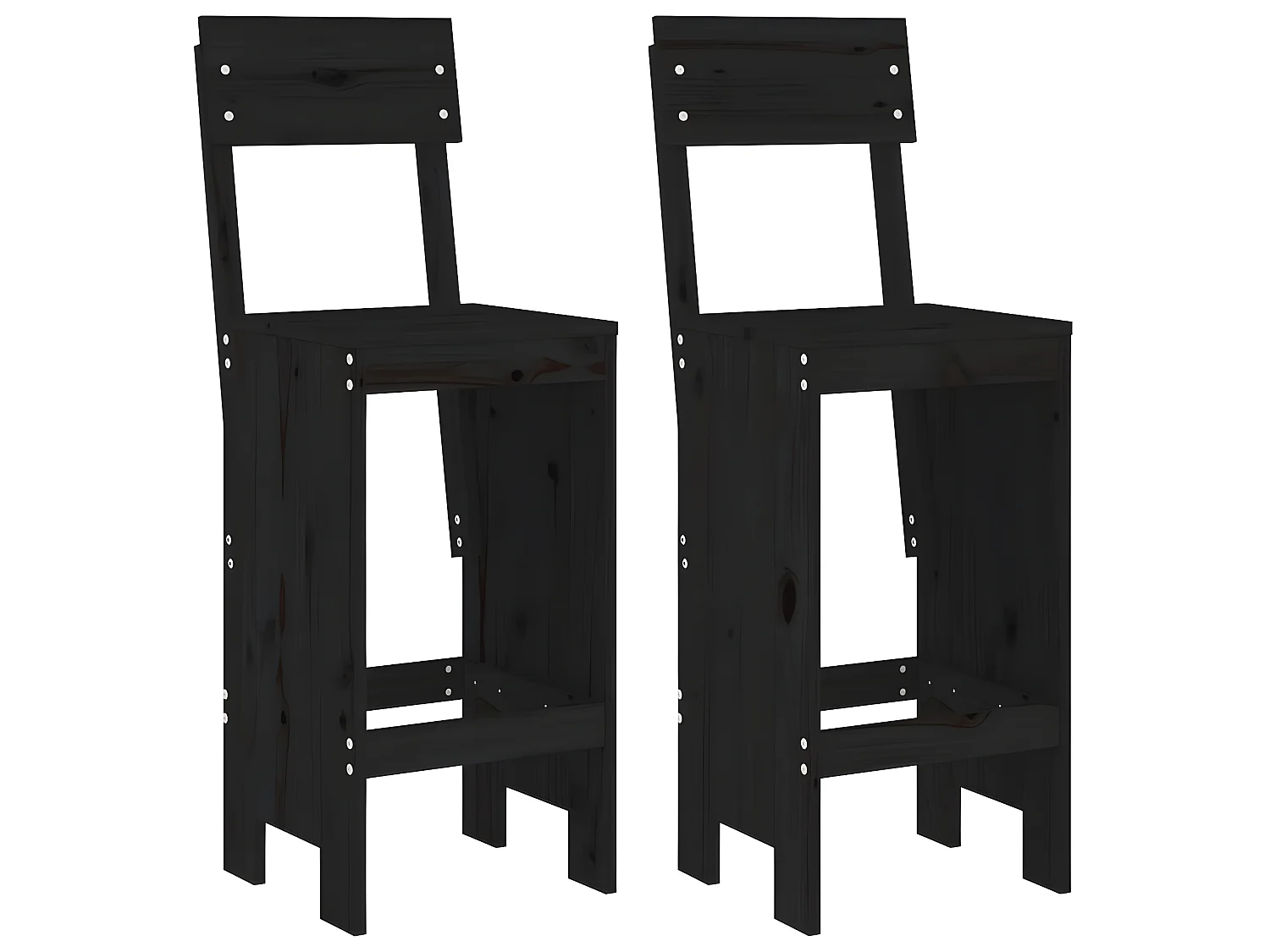 Juego de 2 Taburetes de cocina madera de pino negro 40x48,5x115,5 cm ES29245