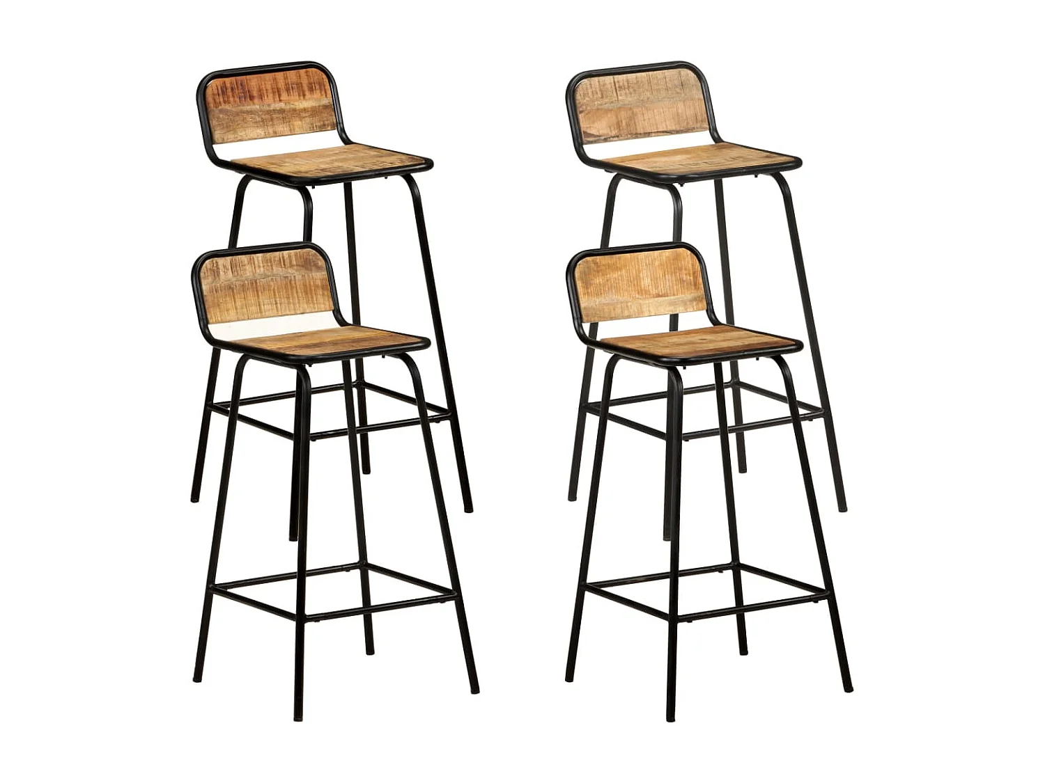 Tabourets de bar lot de 4 bois de manguier solide SEF31656