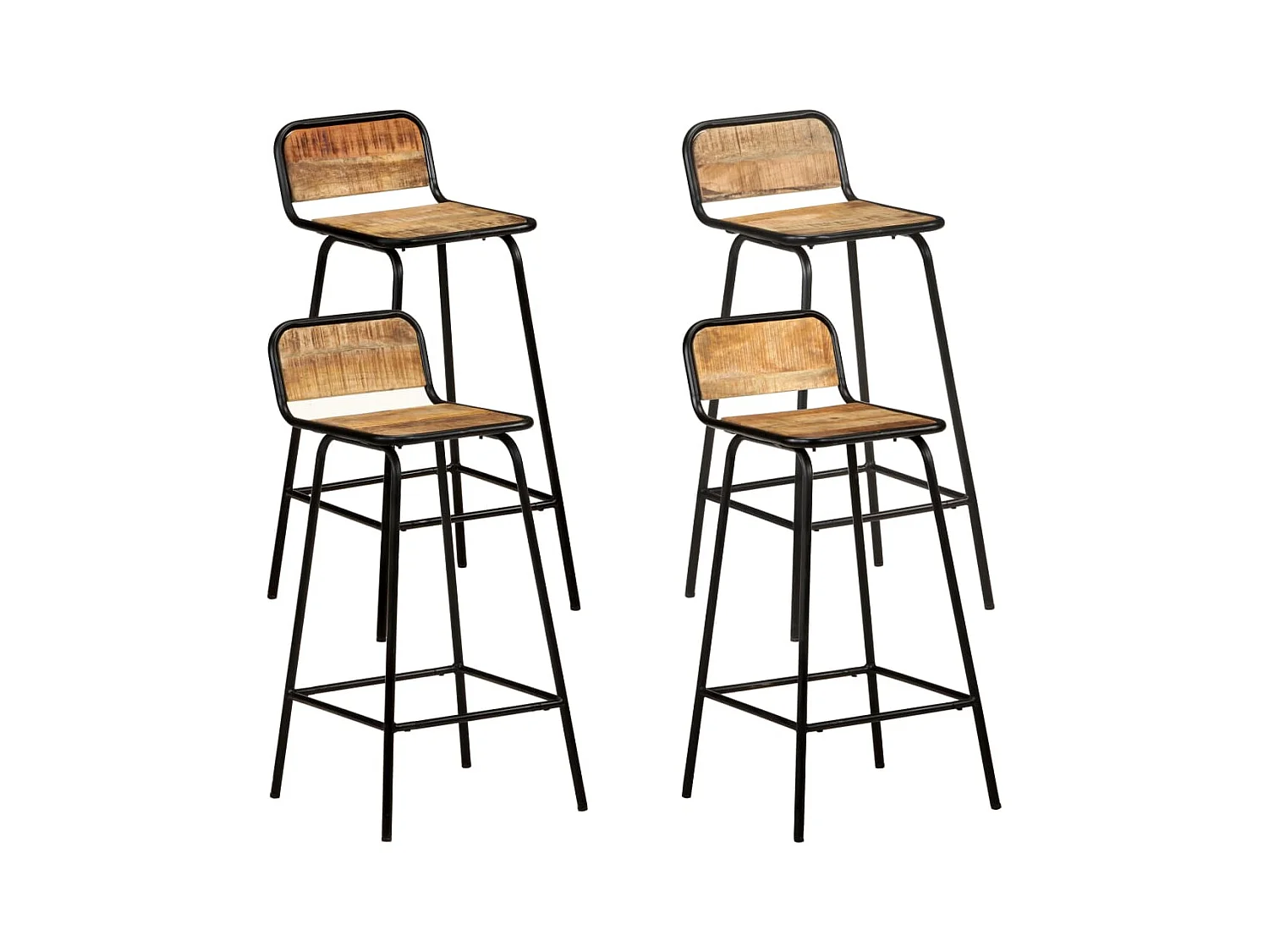 Tabourets de bar lot de 4 bois de manguier solide SEF31656