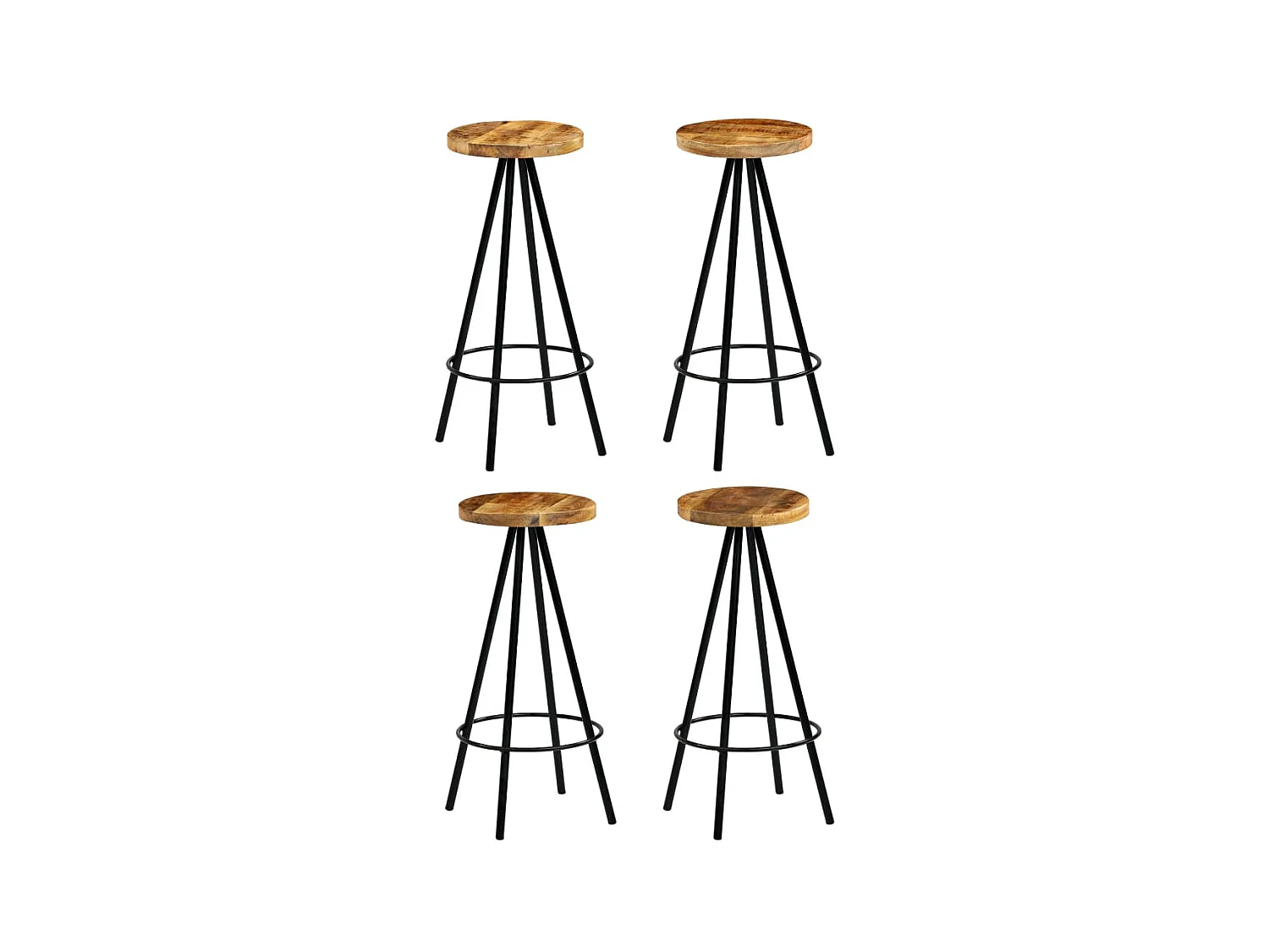 Tabourets de bar lot de 4 bois de manguier solide SEF96987