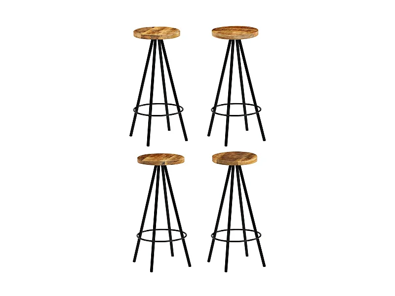 Tabourets de bar lot de 4 bois de manguier solide SEF96987