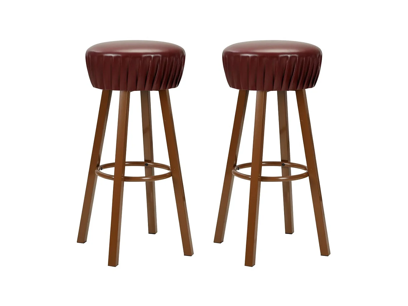 lot de 2 Tabourets de bar marron similicuir LSJ5167