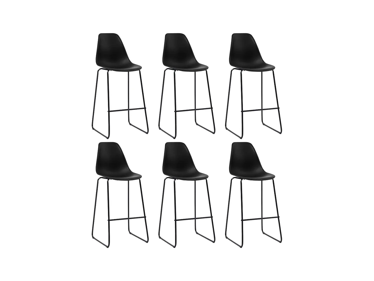 Tabourets de bar lot de 6 noir plastique SEF94879