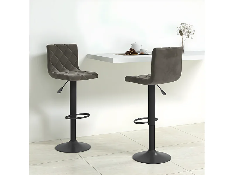 lot de 2 Tabourets de bar Gris foncé Velours SSA6957