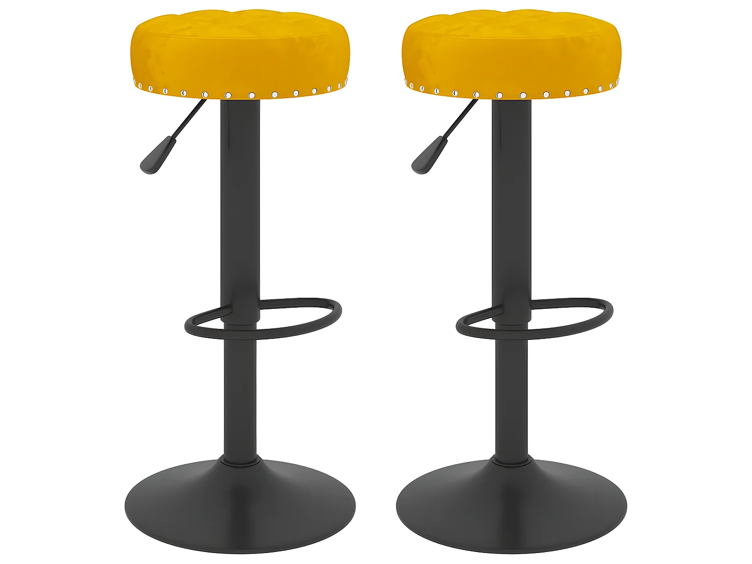 lot de 2 Tabourets de bar Jaune moutarde Velours SSA9248