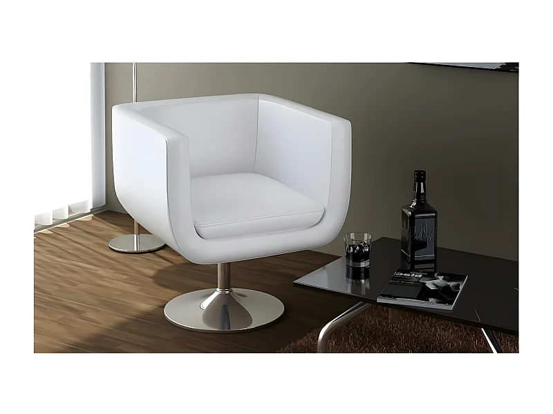 Banco de bar couro artificial branco PT473490