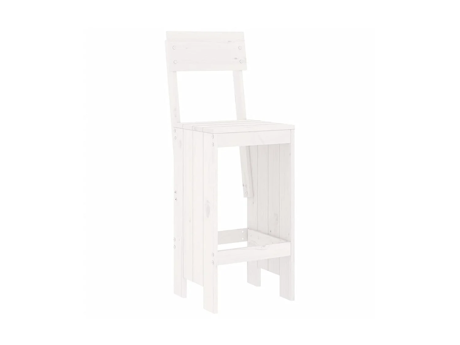lot de 2 Tabourets de bar blanc 40x48,5x115,5cm bois massif de pin PSA2007
