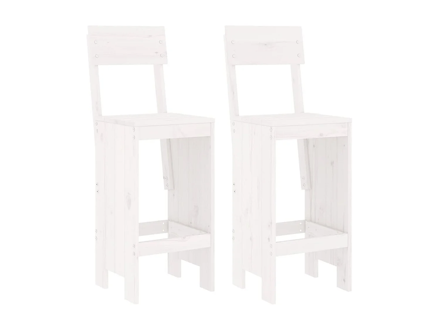 lot de 2 Tabourets de bar blanc 40x48,5x115,5cm bois massif de pin PSA2007