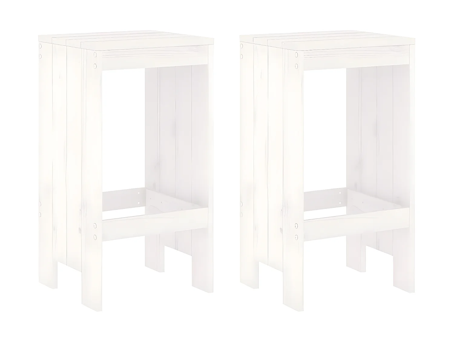 Juego de 2 Taburetes de cocina madera maciza pino blanco 40x36x75 cm ES38673