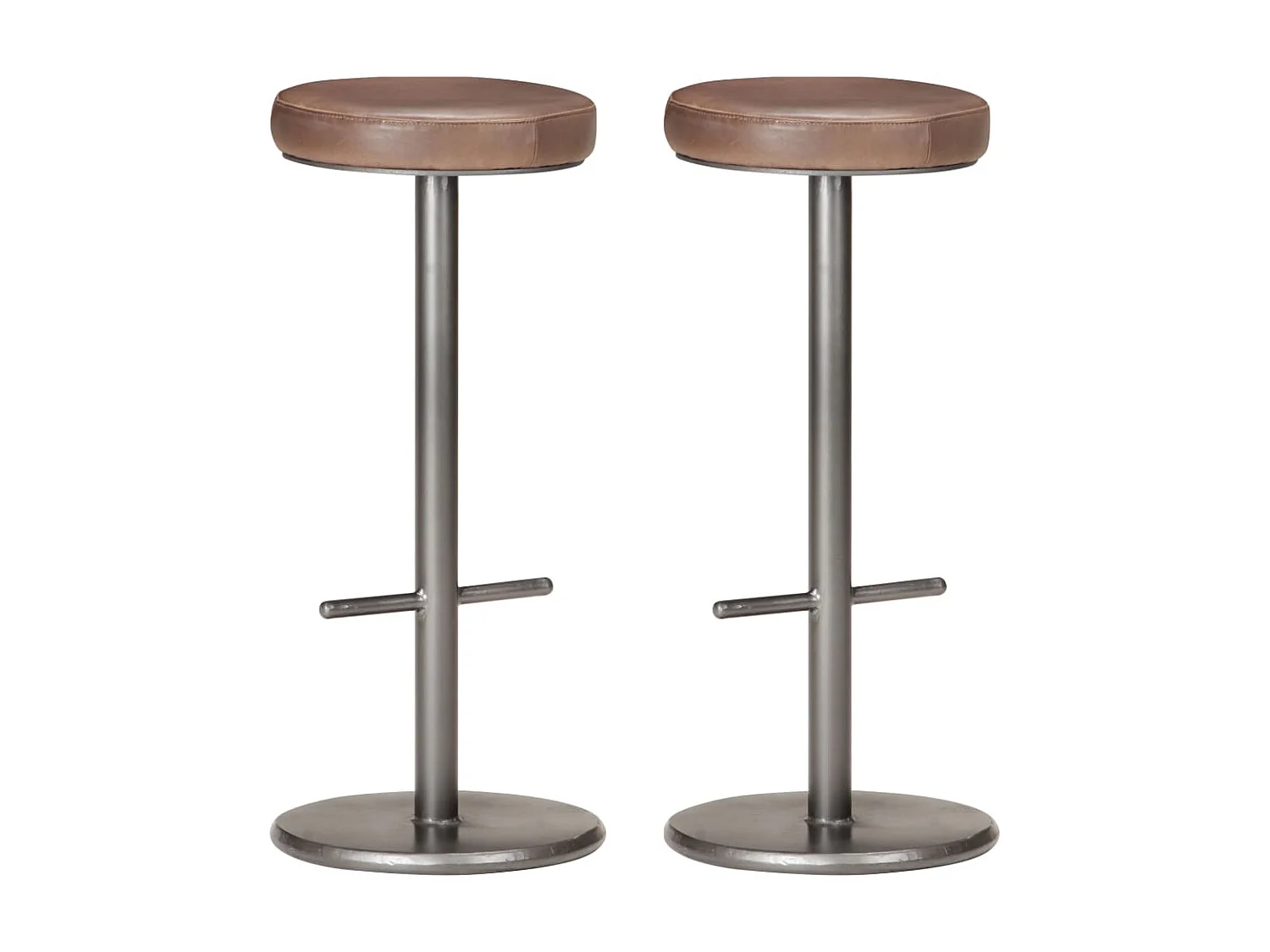 lot de 2 Tabourets de bar marron cuir véritable SSA2108