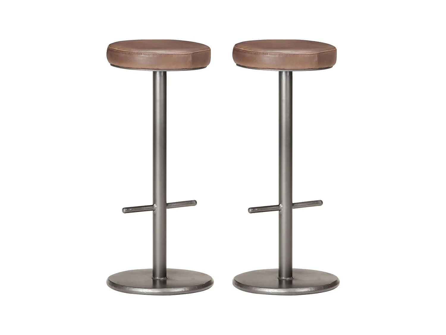 lot de 2 Tabourets de bar marron cuir véritable SSA2108