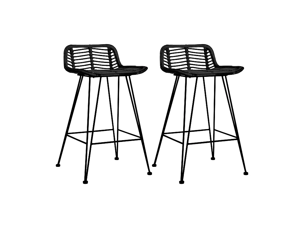 Tabourets de bar lot de 2 noir Rotin SEF67511