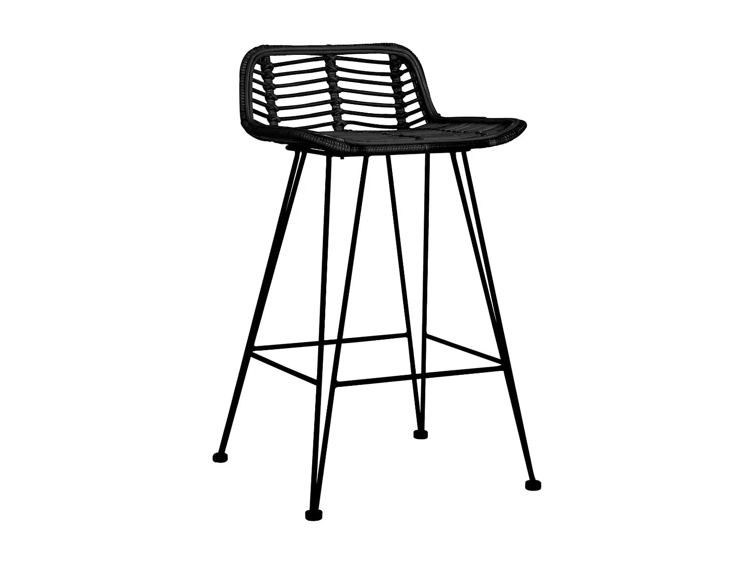 Juego de 2 Taburetes de cocina ratán negro ES59955