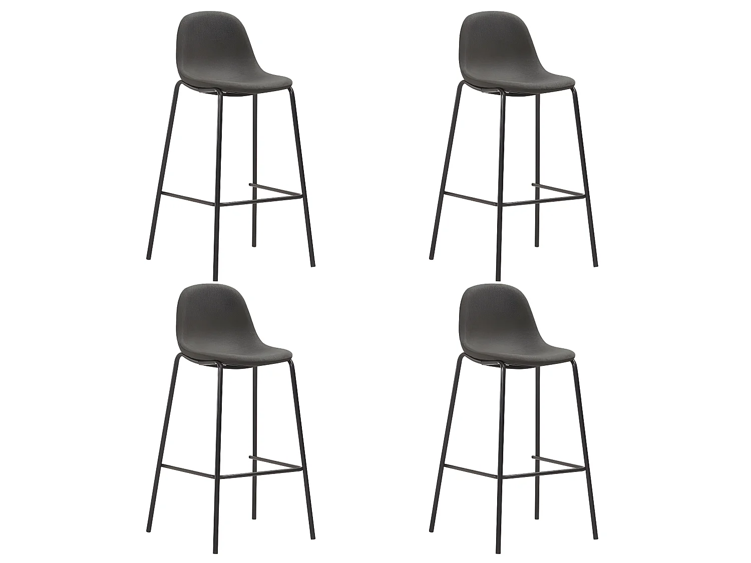 Tabourets de bar lot de 4 gris foncé tissu SEF22050