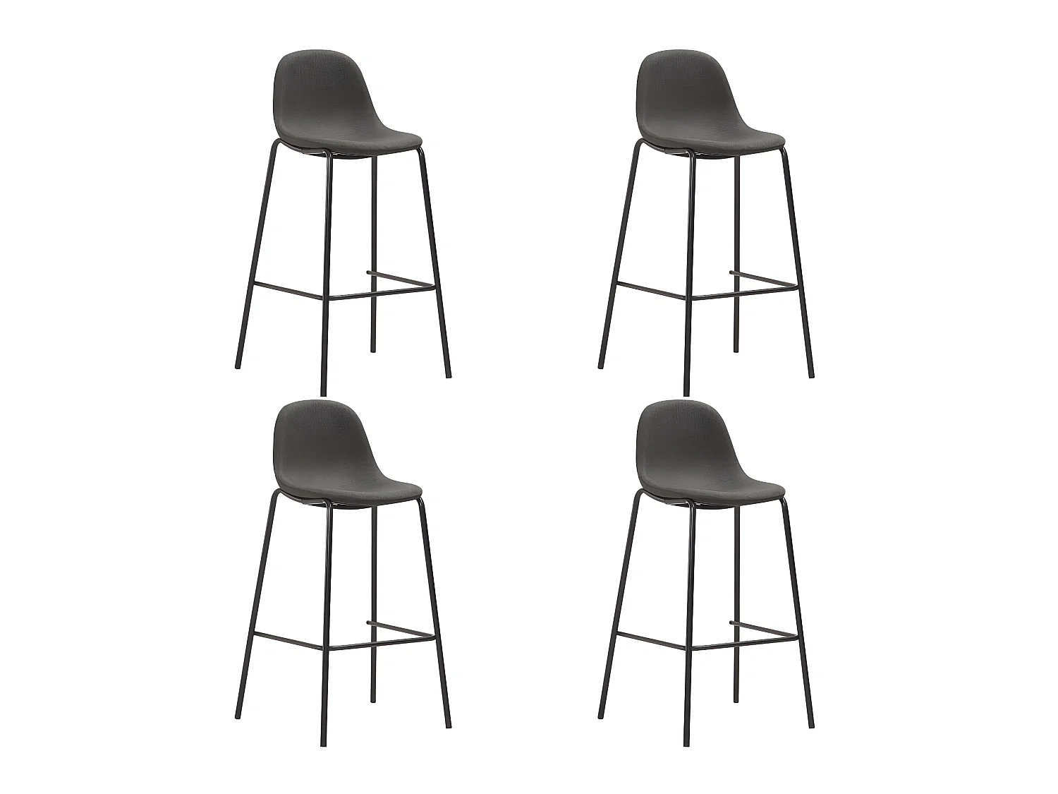 Tabourets de bar lot de 4 gris foncé tissu SEF22050