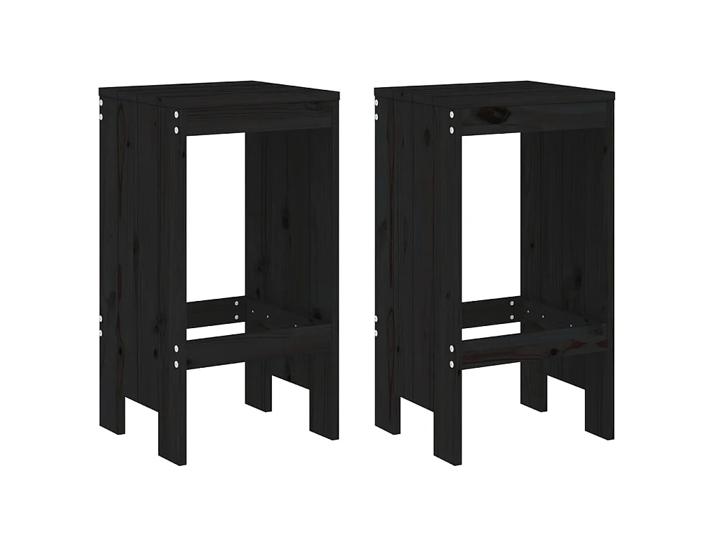 Bancos de bar 2 pcs 40x36x75 cm madeira de pinho maciça preto PT187358