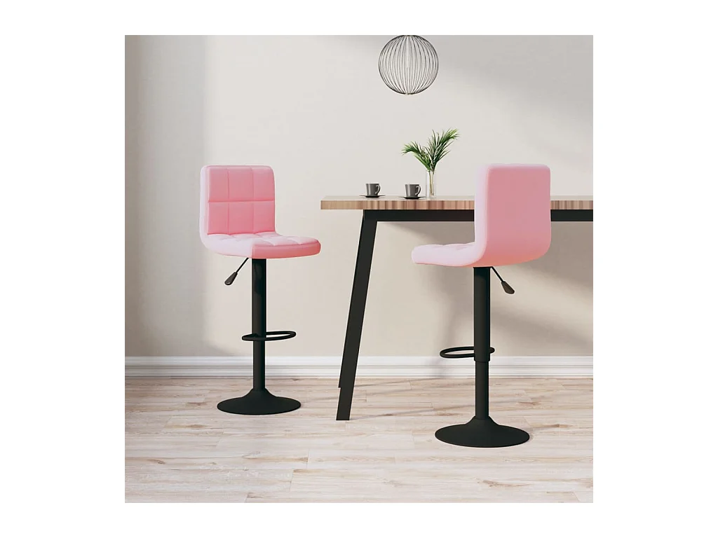 lot de 2 Tabourets de bar rose velours SSA2185