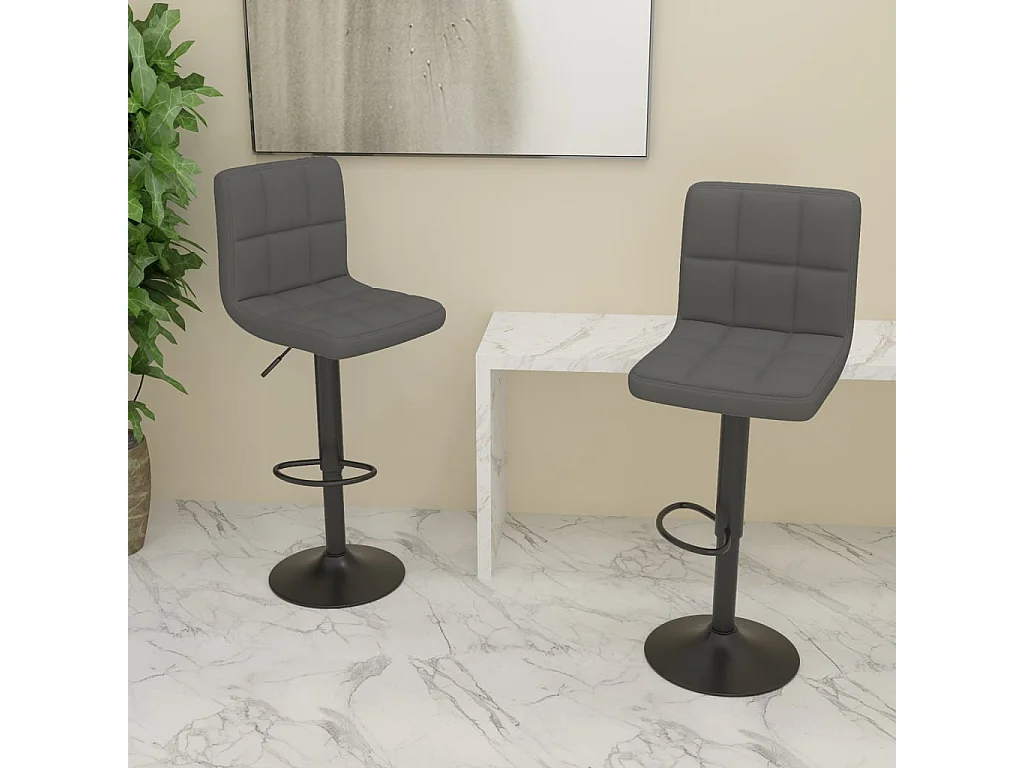 lot de 2 Tabourets de bar gris foncé tissu SSA1069