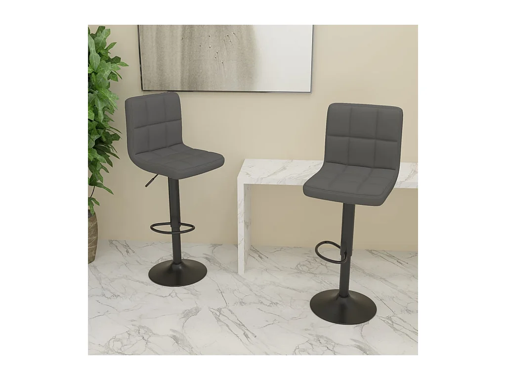 lot de 2 Tabourets de bar gris foncé tissu SSA1069