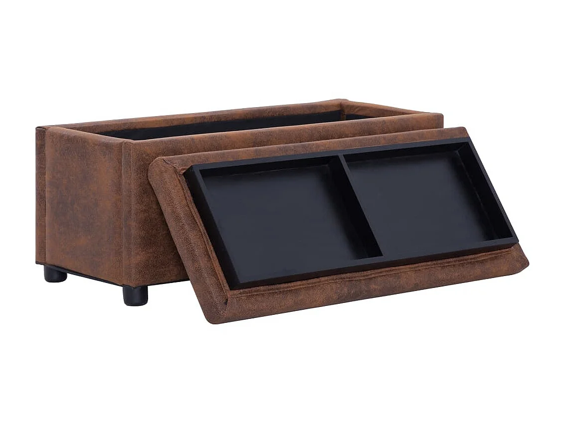 Banc Coffre de rangement 87,5 cm Marron Similicuir daim -ASAF45580