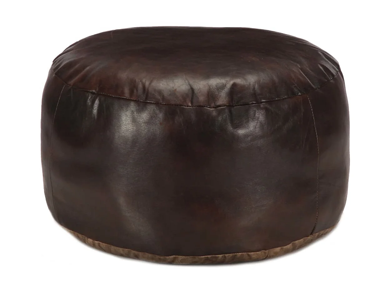 Puf marrón oscuro 60x30 cm cuero auténtico de cabra ES17517