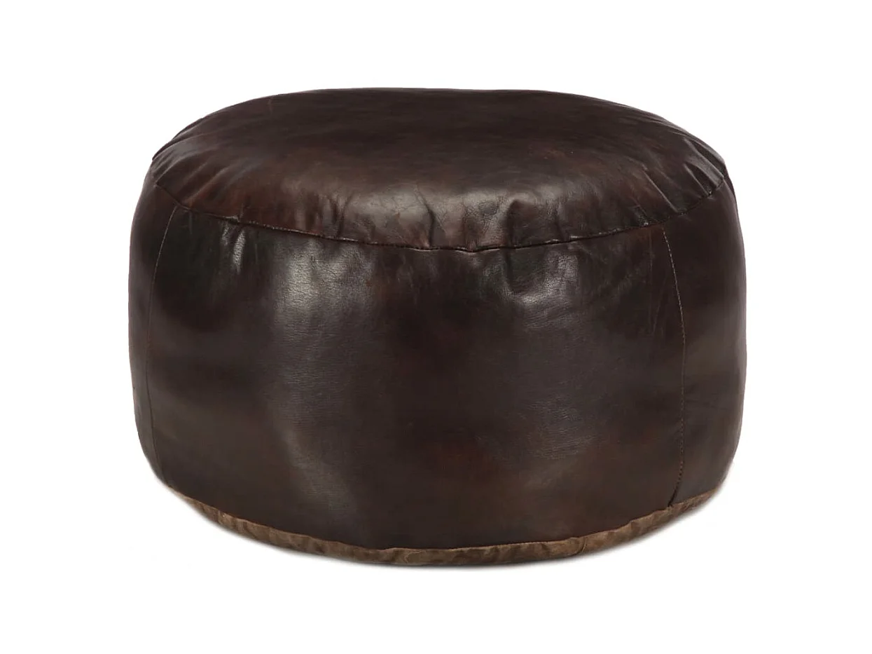 Pouf 60 x 30 cm Marron foncé Cuir véritable de chèvre -ASAF17772