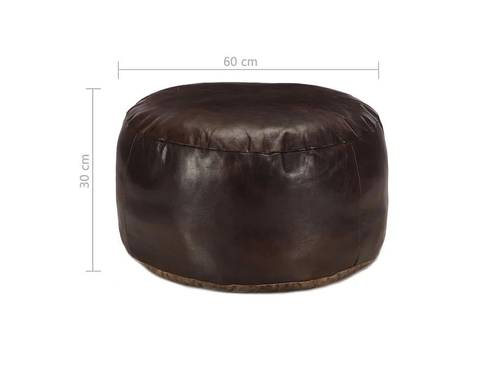 Puf marrón oscuro 60x30 cm cuero auténtico de cabra ES17517