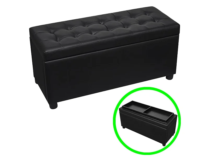 Banc Coffre de rangement Cuir synthétique Noir -ASAF17729