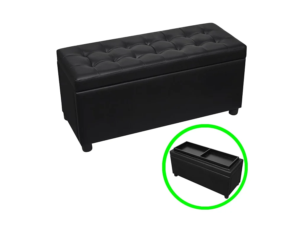 Banc Coffre de rangement Cuir synthétique Noir -ASAF17729