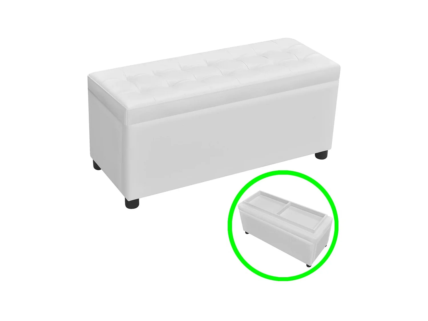 Banc Coffre de rangement Cuir synthétique Blanc -ASAF69746