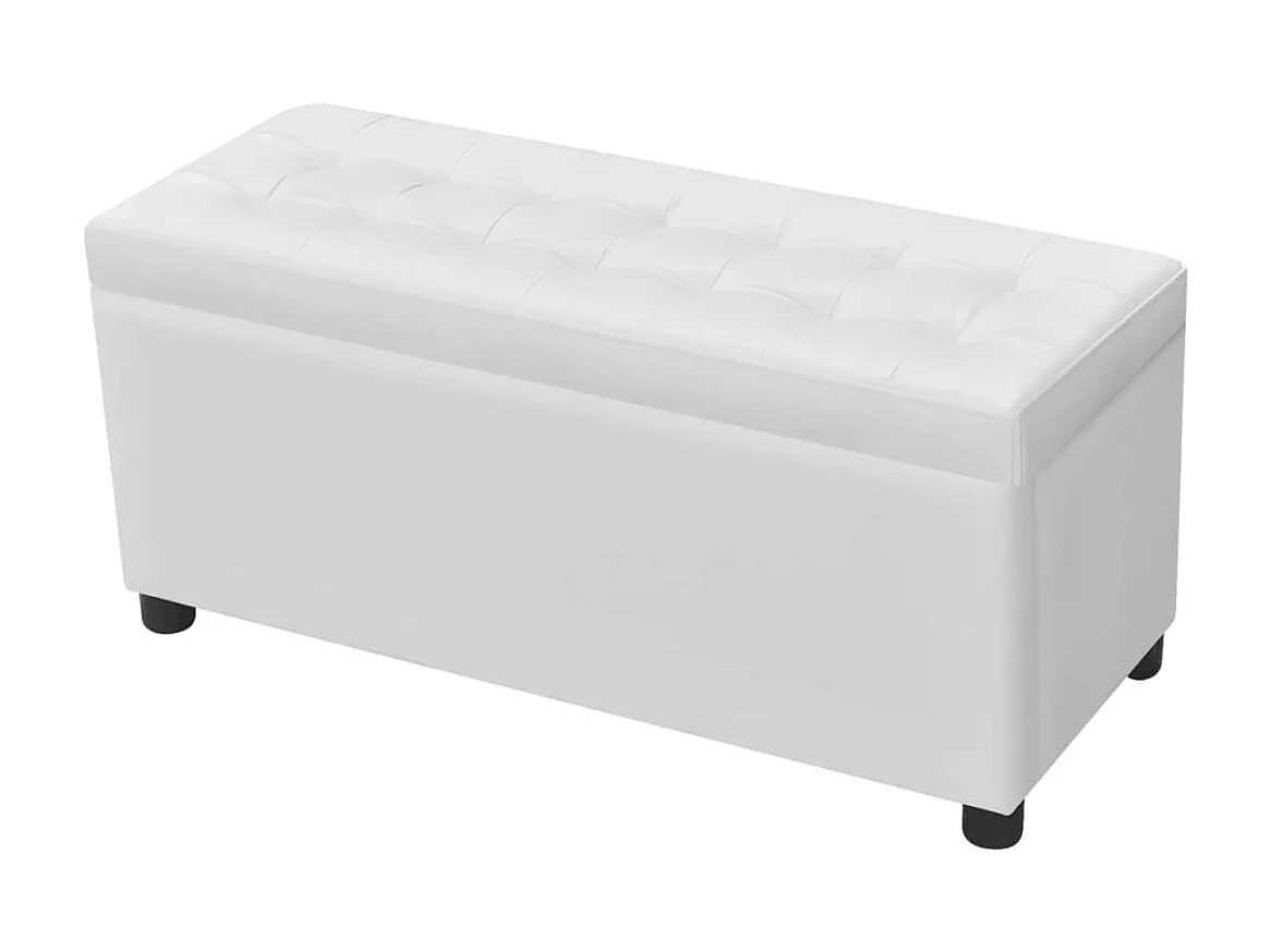 Banc Coffre de rangement Cuir synthétique Blanc -ASAF69746