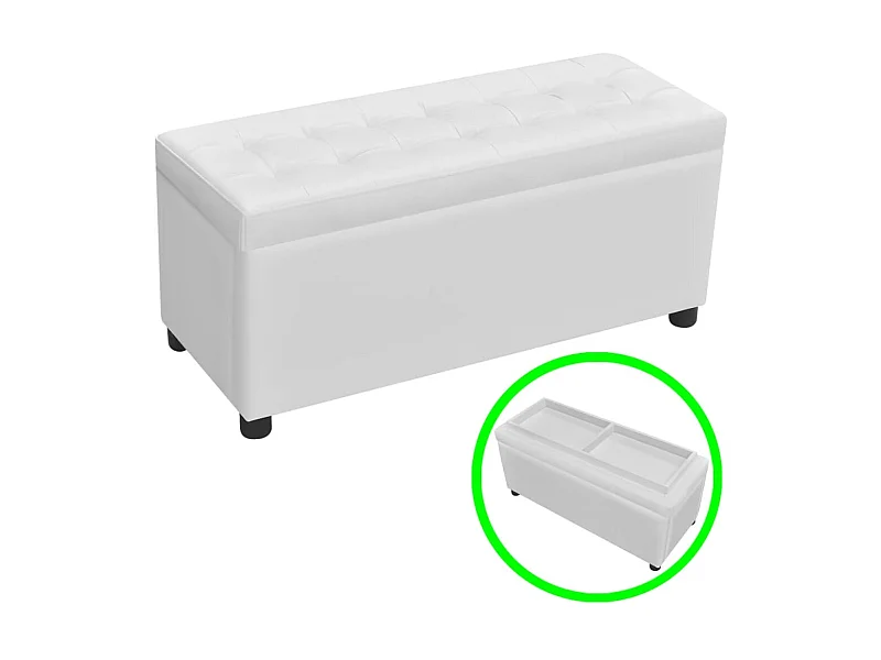 Banc Coffre de rangement Cuir synthétique Blanc -ASAF69746