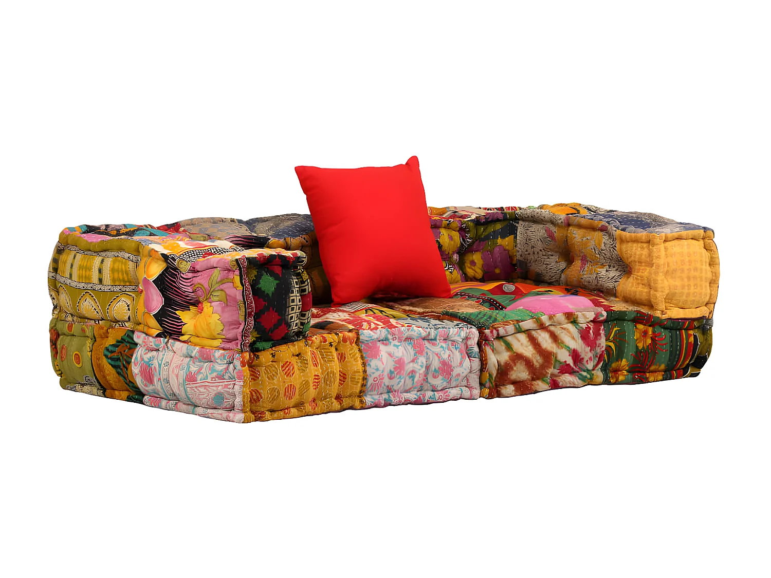 Pouf modulaire à 2 places Patchwork Tissu BE50887