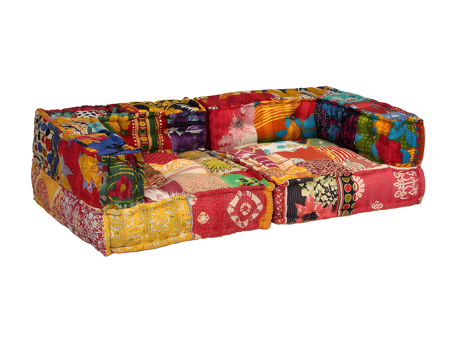 Pouf modulaire à 2 places Patchwork Tissu BE50887