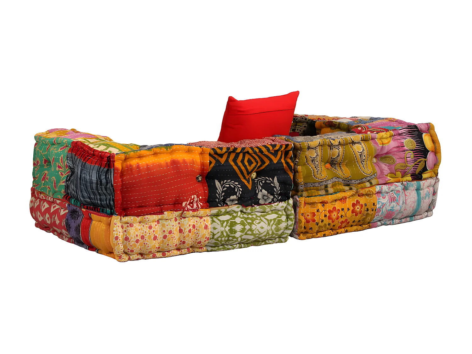 Pouf modulaire à 2 places Patchwork Tissu BE50887