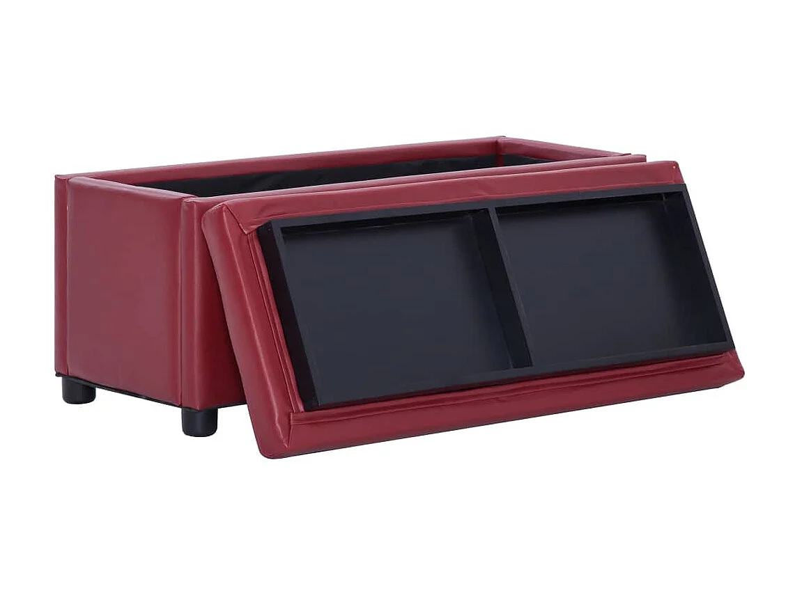 Banc Coffre de rangement 87,5 cm Rouge bordeaux Similicuir -ASAF79741
