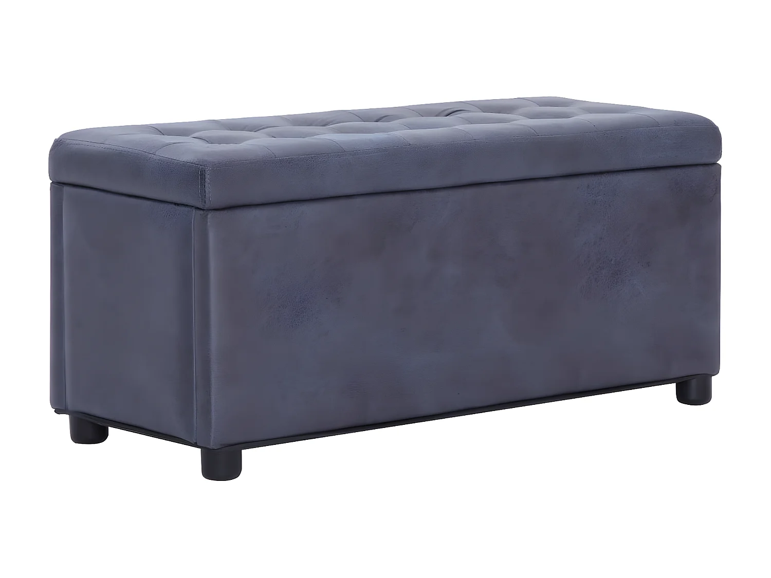 Banc Coffre de rangement 87,5 cm Gris Similicuir daim -ASAF39947