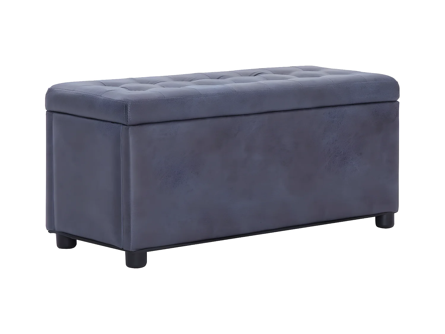 Banc Coffre de rangement 87,5 cm Gris Similicuir daim -ASAF39947