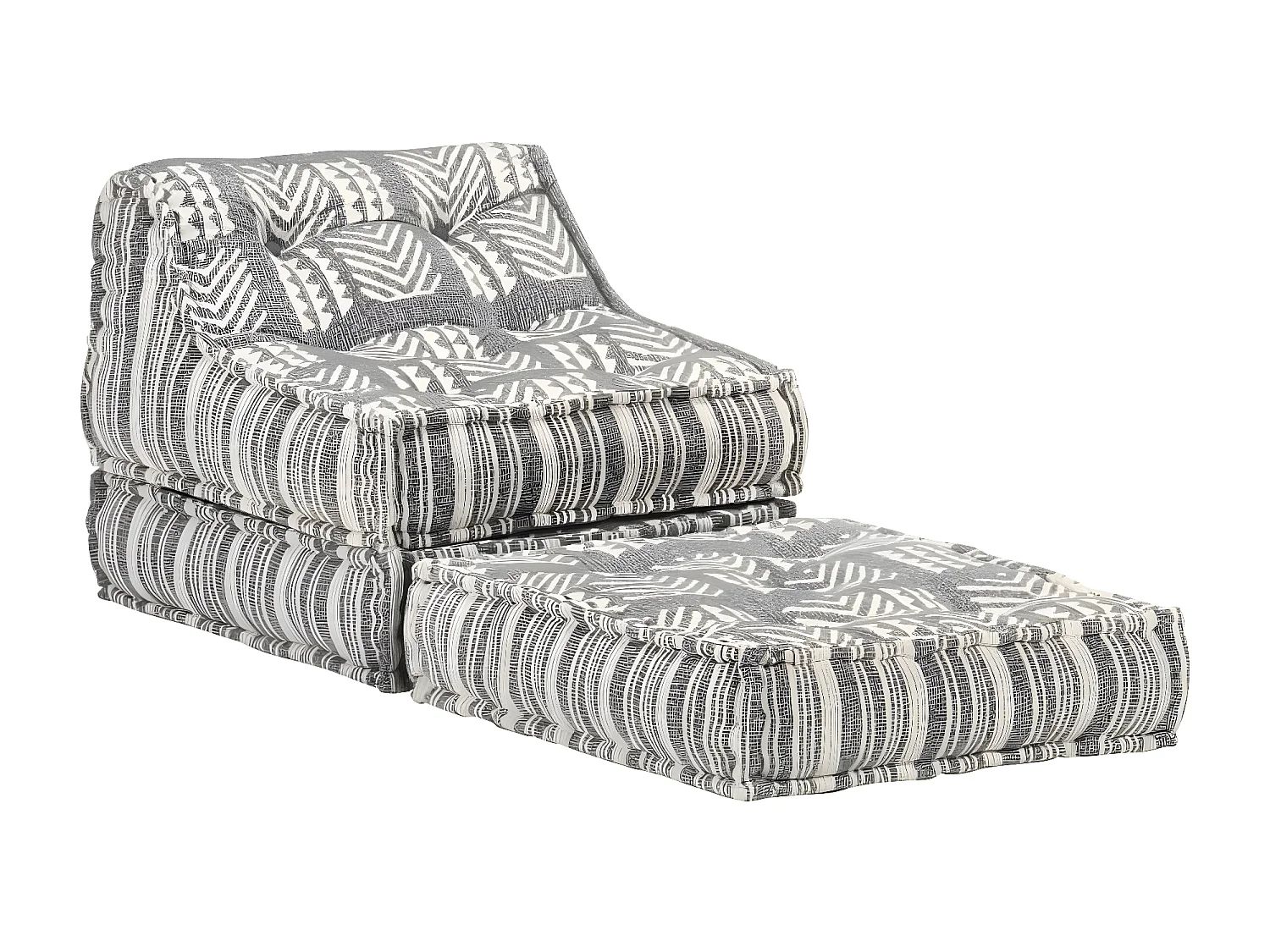 Poef modulair stof gestreept grijs NL638160