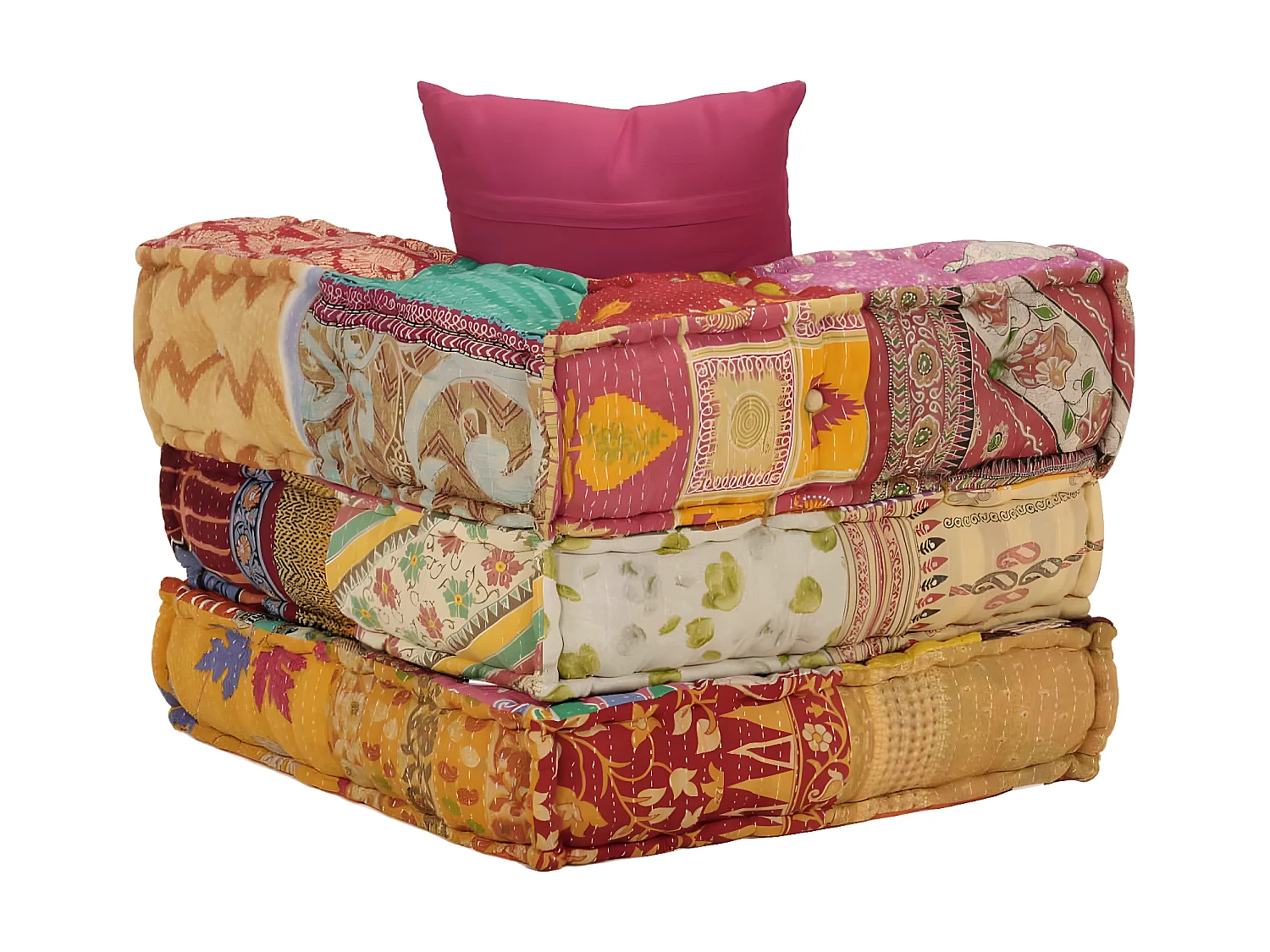 Pouf modulaireuf avec oreiller Patchwork Tissu BE64231