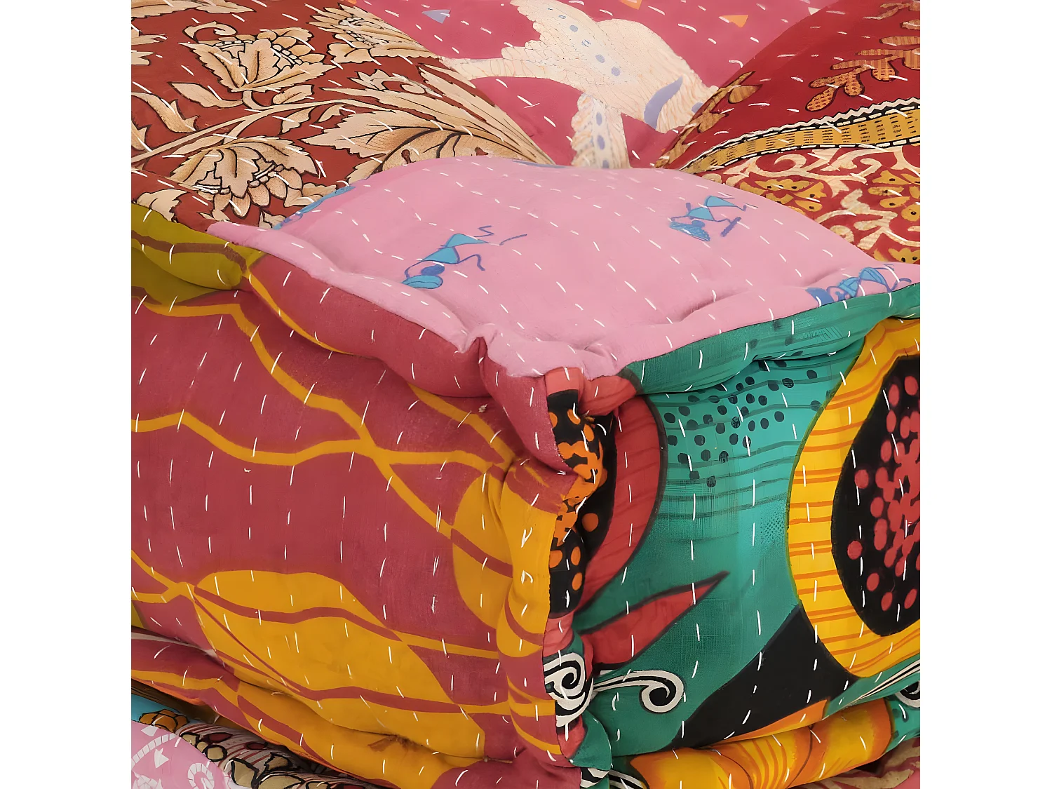 Pouf modulaireuf avec oreiller Patchwork Tissu BE64231