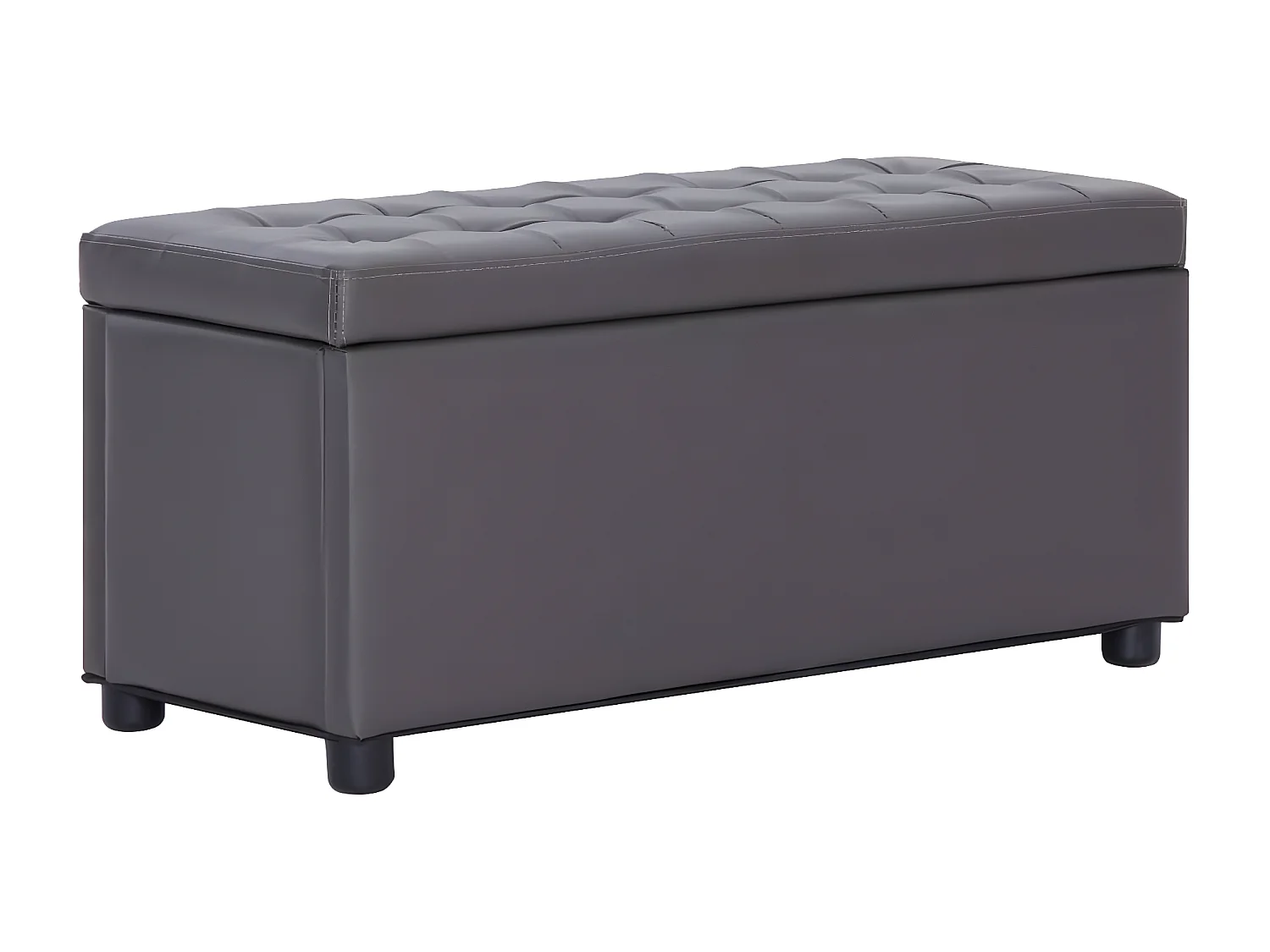 Banc Coffre de rangement 87,5 cm Gris Similicuir -ASAF55047