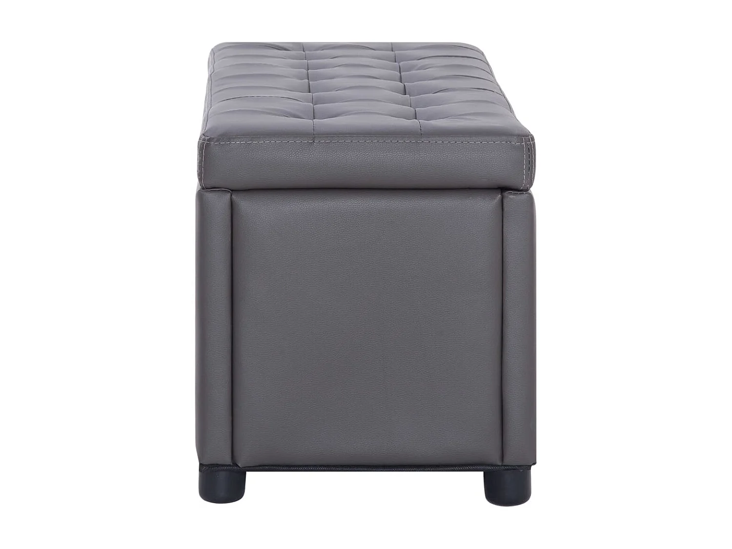 Banc Coffre de rangement 87,5 cm Gris Similicuir -ASAF55047