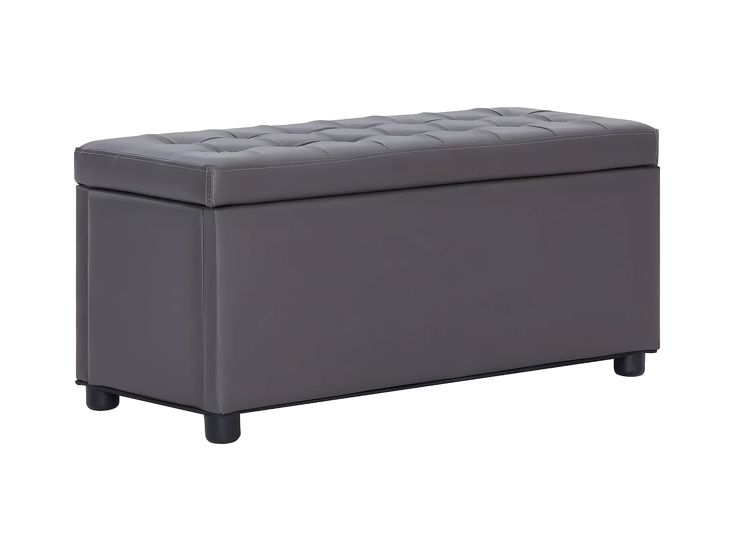 Banc Coffre de rangement 87,5 cm Gris Similicuir -ASAF55047