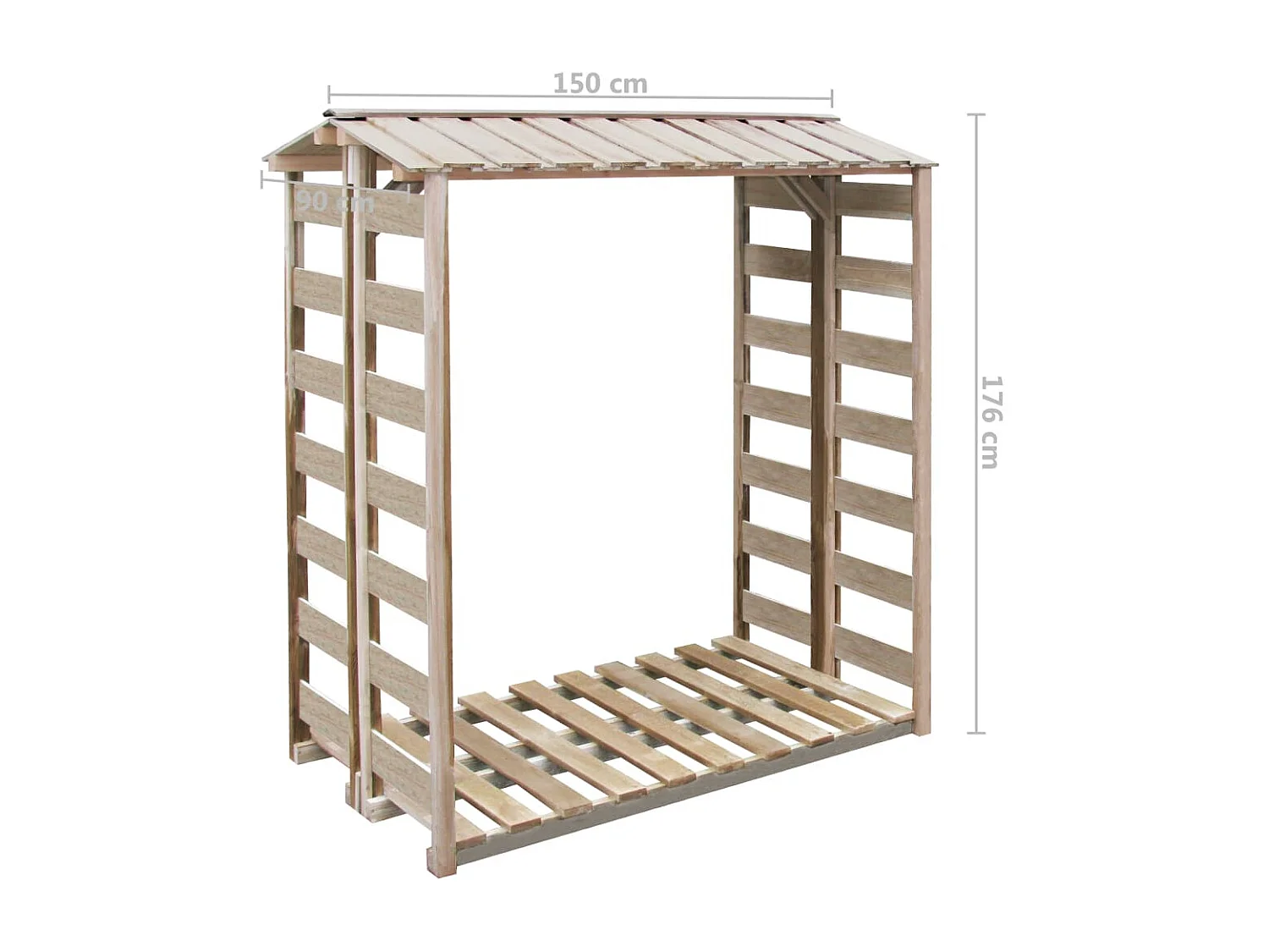 Abri bûches à bois de chauffage 150x90x176 cm Pin imprégné OFR59228 BonneVie Meuble