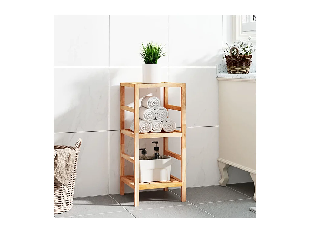 Étagère de salle de bain 35,5x35,5x79 cm Bois massif de noyer OFR30797 BonneVie Meuble