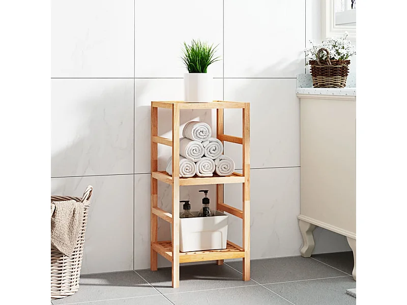 Estante de baño madera maciza nogal 35,5x35,5x79 cm ES371815