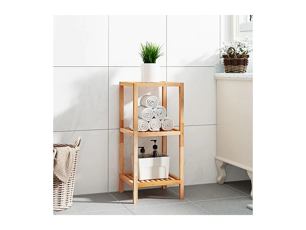 Étagère de salle de bain 36x36x79 cm Bois massif de noyer OFR83226 BonneVie Meuble
