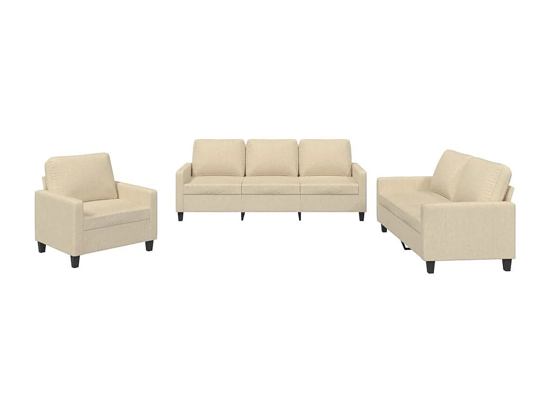 3-delige Loungeset met kussens stof crèmekleurig BE310755